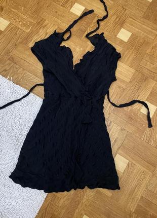 Платье черное короткое летнее размер s женское открытая спина