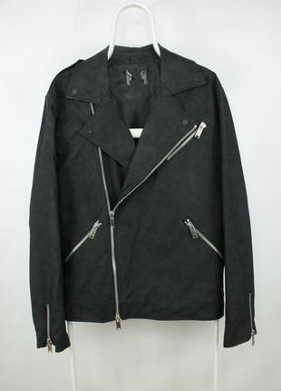 Кожаная куртка косуха asos black matte leather biker jacket