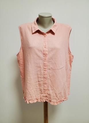Красивая брендовая блузка лён персикового цвета
