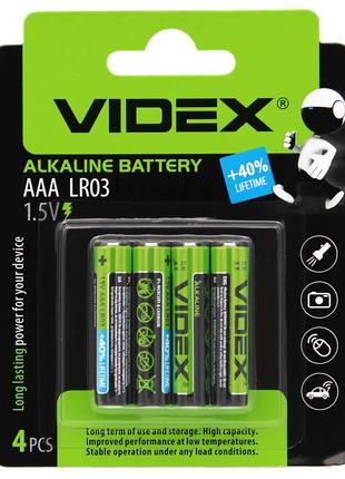 Батарейка VIDEX Alkaline AAA/LR03 (4шт)