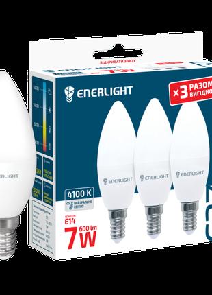 Лампа светодиодная ENERLIGHT С37 7Вт 4100K E27 (3шт)