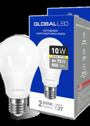LED-лампа GLOBAL A60 10 W 220 V E27 (тепле світло)