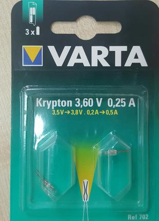 Лампочка Varta 702 для фонаря, криптон, 3.6В, 0.25А