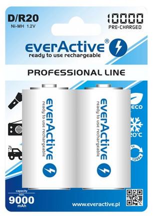 Аккумулятор EverActive EVHRL20-10000, D/R20, 10000 mAh, Ni-MH ...