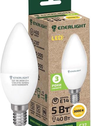 Лампа светодиодная ENERLIGHT С37 5Вт 3000K E14
