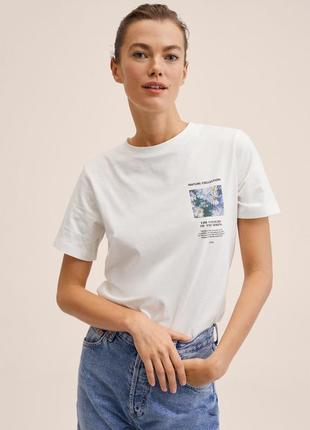 Хлопковая белая футболка майка топ от mango nature collection