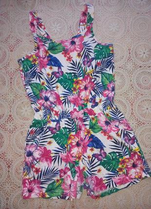 Ромпер комбинезон-шорты с цветами на лето