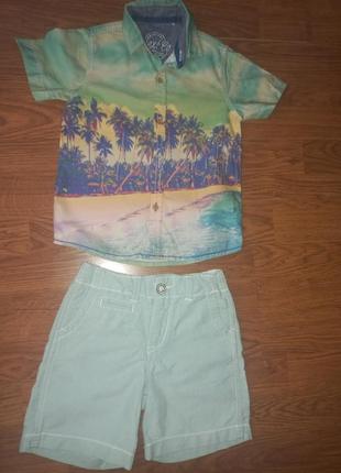 Комплект рубашка гавайка шорты на лето