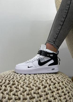 Кроссовки nike air force mid utility all white black x