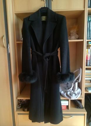 Пальто стильное в чёрном цвете ангора, шерсть,  кашемир.