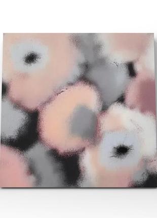 Картина абстрактные цветы серые розовые пудровые черные