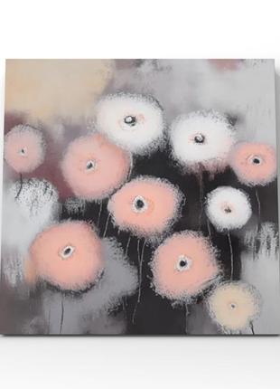 Картина абстрактные пастельные цветы розовые белые персиковые ...