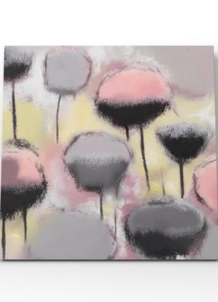 Абстрактная картина на холсте серая розовая черная