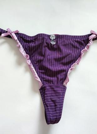 Стринги трусы женские фиолетовые в полоску бикини секси эротик