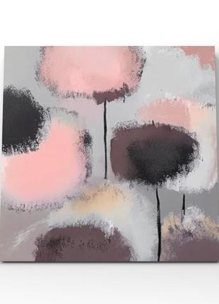 Интерьерная абстрактная картина на холсте черная розовая серая