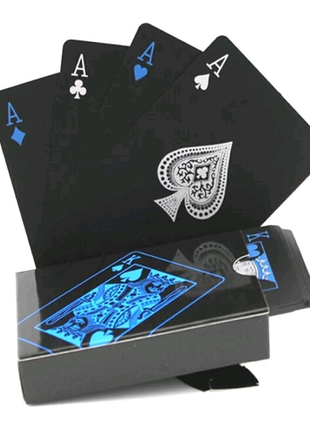 Карти гральні, Blue and black, 54 картки, покер, тупий, ігрові