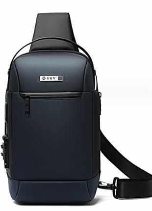 Однолямочный рюкзак сумка SKV W20107 с кодовым замком USB