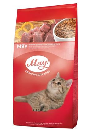 Мяу! полнорациональный сухой корм для взрослых котов с индейко...