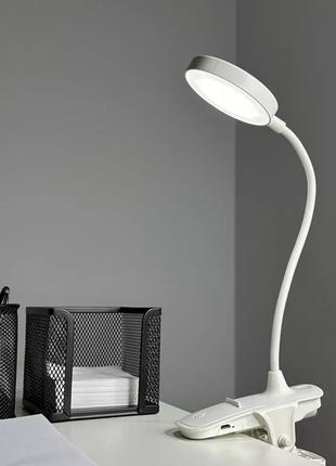 Светодиодная LED лампа с аккумулятором на прищипке 4W настольная