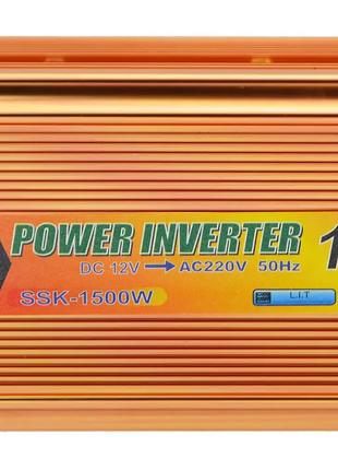 Преобразователь напруги інвертор UKC 12-220V 1500W USB золотий