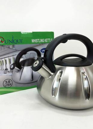 Чайник Unique UN-5304 со свистком 3Л, чайник для газовой плитк...