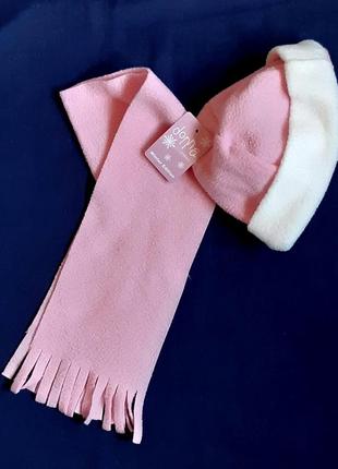 Шапочка и шарфик donna di maurizio розовый флис