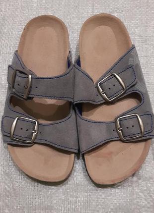 Ортопедические серые кожаные шлепанцы birkenstock 28 размер