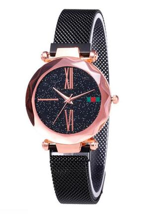 Женские часы starry sky watch на магнитной застёжке черные