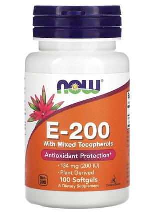Витамины и минералы NOW Vitamin E-200 with Mixed Tocopherols, ...