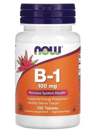 Витамины и минералы NOW Vitamin B1 100 mg, 100 таблеток
