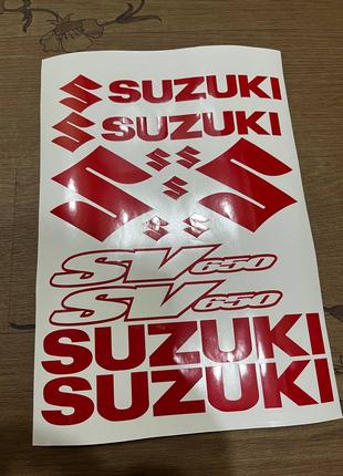 SUZUKI SV650 спонсор пак наклейки вінілові. Червоний колір