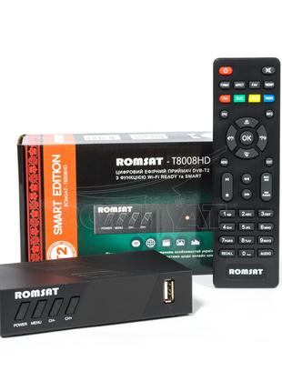 Ефірний Ресивер-тюнер Romsat T8008HD DVB-T2 SMART EDITION — мі...