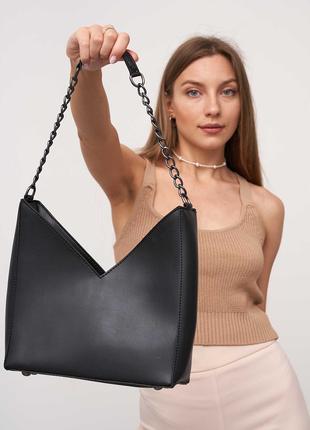Женская сумка черная сумка среднего размера сумка на плечо