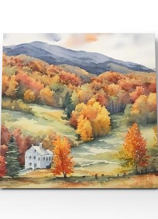 Картина осень на холсте пейзаж природа леса горы