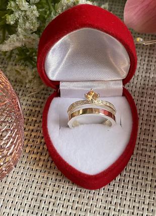Серебряное кольцо с накладками из золота