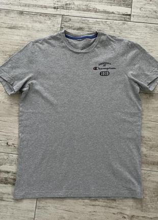 Champion мужская футболка серая коттоновая оригинал размер с-м
