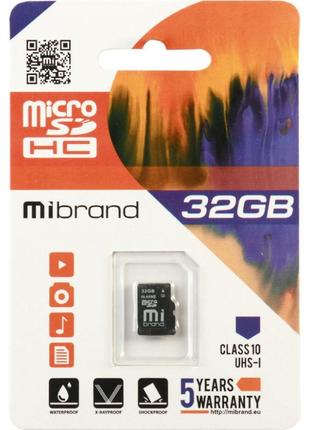 Карта памяти MicroSDHC Mibrand 32gb UHS-1 10 Class Черный