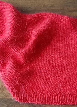 Красный вязаный шарф снуд уголок манишка из ангоры, бафф, ручн...