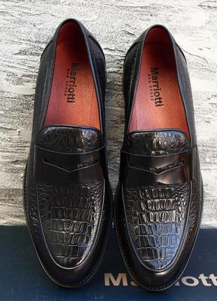 Мужские туфли лоферы с принтом из натуральной кожи, черные сен...
