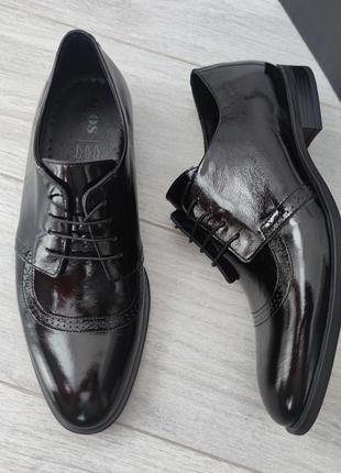 New! лакированные черные туфли дерби ikos 519