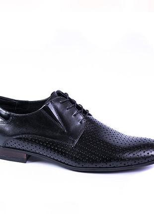 Мужские туфли pan с перфорацией, черные - 42 размер
