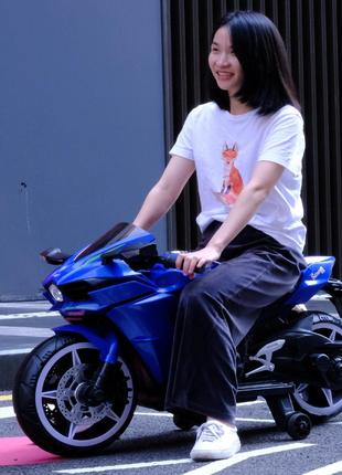 Детский электромотоцикл Kawasaki (синий цвет)