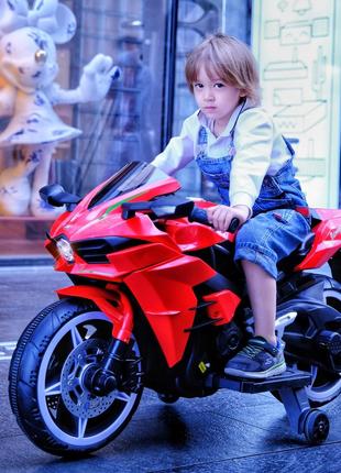 Детский электромотоцикл Kawasaki (красный цвет)
