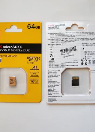 Карта пам'яті micro SD Kodak 64 Gb V30 мікро СД 10 class блістер