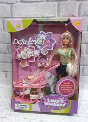 Кукла  Defa Lucy с коляской ребенком и аксессуарами