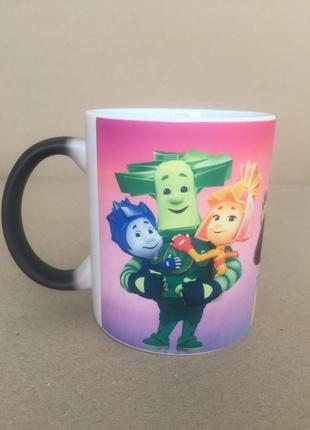 Чашка хамелеон з героями мультфільмів 330 мл