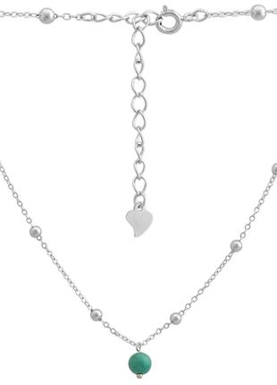 Серебряное колье OgoSilver с бирюзой, вес изделия 3,14 гр (214...