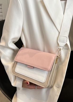 Женская классическая сумка через плечо кросс-боди рожева