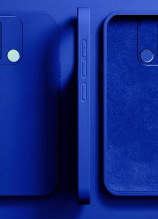 Силиконовый чехол с микрофиброй для Xiaomi Redmi 12C синий тон...
