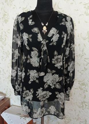 Блуза цветочный принт шифон uk12